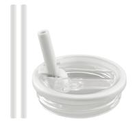 Lotsdonxia 40oz Ice Bar Cup Lid Replacement Thickened Silicone Cup Lids with Straws for Stanley Mugs with Non-Tipping Flip Lid（White）