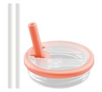 Lotsdonxia 40oz Ice Bar Cup Lid Replacement Thickened Silicone Cup Lids with Straws for Stanley Mugs with Non-Tipping Flip Lid（Peach）