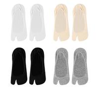 Lotsdonxia 4Pcs Comfy & Breathable Split Toe Socks, Low-Cut No-Show Cotton Socks for Sandals/Flip-Flops, Non-Slip Ankle Socks for Men & Women