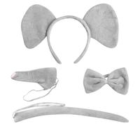 Lotsdonxia 4PCS Little Animal Costume Dress Up Tail Nose Ears Children's Performance Set for Masquerade Ball Holiday Party Dress Up-Elephant