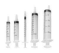 Lotsdonxia 5 Pcs Plastic Syringes Set, No Needle - 1ml, 3ml, 5ml, 10ml, 20ml Reusable Measuring Injector for Lab, Liquid Dispensing, Pet Feeding & Craft Glue