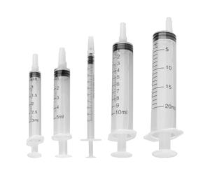 Lotsdonxia 5 Pcs Plastic Syringes Set, No Needle - 1ml, 3ml, 5ml, 10ml, 20ml Reusable Measuring Injector for Lab, Liquid Dispensing, Pet Feeding & Craft Glue