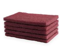 Lotsdonxia 5 Pcs Red Nylon Scouring Pads - Durable Abrasive Cleaning Scourer for Kitchen, Car & Industrial Use