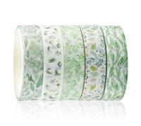 Lotsdonxia 5 Rolls Botanical Washi Tape Set - 10mm Eco-Friendly Vine & Leaf Design Masking Tape for Bullet Journals, Scrapbooking & Gift Wrapping (Vine Series)