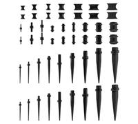Lotsdonxia 50 Pcs Professional Ear Stretching Kit, Acrylic Tapers & Plugs, Silicone Tunnels (1.6mm-10mm), Hypoallergenic Body Jewellery for Safe Gauging Expander Set with O-Rings (Black)