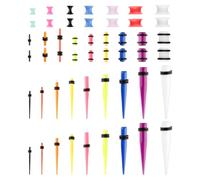 Lotsdonxia 50 Pcs Professional Ear Stretching Kit, Acrylic Tapers & Plugs, Silicone Tunnels (1.6mm-10mm), Hypoallergenic Body Jewellery for Safe Gauging Expander Set with O-Rings (Multi-Color)