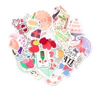 Lotsdonxia 50PCS Wedding Girl Heart Stickers Sweet Style Healing Heart Cartoon Stickers Suitable for Holiday Wedding Decoration Doodle