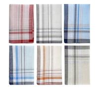 Lotsdonxia 6-Pack Men's Cotton Handkerchiefs - Soft & Absorbent Classic Plaid Hankies for Daily Use, Weddings & Business