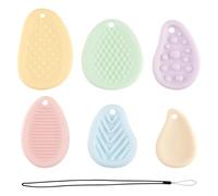 Lotsdonxia 6-Pack Textured Sensory Worry Stones - Silicone Fidget Toys with Lanyards and Storage Box, Silent ADHD/Autism Sensory Tools for Adults & Kids (Multi-Color)