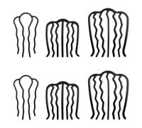 Lotsdonxia 6-Pack U-Shape Hair Fork Pins - Stylish Hair Accessories French Twist Hair Comb Teeth Pins Stick Vintage Clips for Women and Girls (Black)