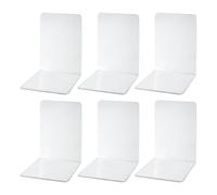 Lotsdonxia 6 PCS Clear Acrylic Book Ends - Heavy Duty Large Book Stoppers for Shelves, Desk & Bookshelf Organisation