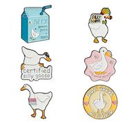 Lotsdonxia 6-Pcs Cute Goose & Funny Words Enamel Lapel Pin Set, Animal Brooches Badges for Backpacks, Clothes Decoration - Unique Gifts for Kids, Women, Men