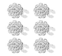 Lotsdonxia 6 Pcs Detachable Rhinestone Button Covers - 2.2cm Round Crystal Flower Design, No-Sew Zinc Alloy Clips for Blouses, Jeans & DIY Crafts
