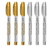 Lotsdonxia 6 Pcs Gold and Silver Permanent Marker Set - Versatile Craft Markers for Greeting Cards, Invitations, Scrapbooking, and Signatures