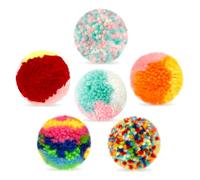 Lotsdonxia 6 Pcs Interactive Cat Toy Set - Lightweight & Flexible 5cm Play Toys Soft & Colourful Plush Pompon Balls for Furry Friends Kittens