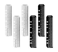 Lotsdonxia 6 Pcs Journal Rulers, Universal 7-Hole Binder Bookmark with Dual Scales, Clear and Black PVC Measuring Tools for Planners, Notebooks and Organisers (A5)