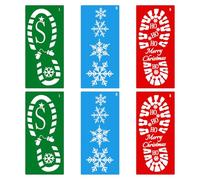 Lotsdonxia 6 Pcs Santa Boot Stencil Set - Reusable Christmas Footprint Templates with SC Lettering for Flour, Snow Spray & Glitter Decoration, Magical Santa Claus Evidence for Kids Holiday Fun