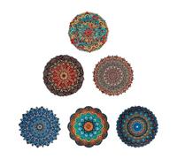 Lotsdonxia 6 Pcs Universal Coasters - Heat Resistant, Scratch Proof Beer Mats, Cork and MDF Non-Slip Drink Coasters for Pubs, Homes (Flower）