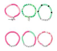Lotsdonxia 6 Pcs Witch Hat Charm Bracelets Set - Magic Wand Friendship Jewellery for Girls, Soft Clay Beads Adjustable Bracelet Gift