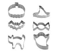 Lotsdonxia 6-Piece Halloween Cookie Cutter Set - Stainless Steel Biscuit Cutters with Pumpkin, Bat, Ghost, Cat, Witch Hat & Candy Shapes for Baking and Crafts