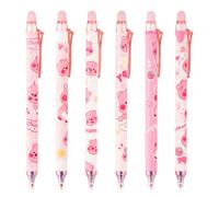 Lotsdonxia 6Pcs Erasable Gel Pens Set Retractable Anti-Slip Cartoon Pens with Eraser Tips 0.5mm Smooth Writing for School, Office Gifts (loopy)
