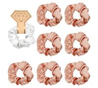 Lotsdonxia 8 Pcs Satin Bridesmaid Scrunchies - Hypoallenic, No-Pull Design Luxury Hair Ties for Weddings, Hen Parties & Everyday Use (Rose Gold)
