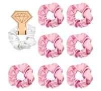 Lotsdonxia 8 Pcs Satin Bridesmaid Scrunchies - Hypoallenic, No-Pull Design Luxury Hair Ties for Weddings, Hen Parties & Everyday Use (Pink)
