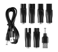 Lotsdonxia 8-Piece Universal Electric Shaver Charger Kit - Compatible with Shavers & Trimmers, Travel & Bathroom Essential for Home and On-The-Go (Black)