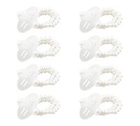 Lotsdonxia 8 Pieces White Plastic Pearl Wrist Corsages for Wedding, Stretch Wristlet Bands, DIY Bridesmaid Wristbands for Party, Prom & Christmas