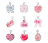 Lotsdonxia 9PCS Pink Acrylic Butterfly Dust Plug Charms for Type C Devices - Anti-Dust Charging Port Protectors for Phone, Tablet & E-Reader Accessories (Pink Color Scheme)