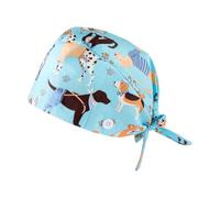 Lotsdonxia Adjustable Puppy Print Scrub Cap, Medical Cotton Turban with Button Ear Relief, Compliant Surgical Hat for Healthcare, Beauty & Chef Work, Machine Washable Unisex Design