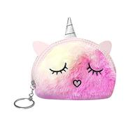 Lotsdonxia Adorable Cartoon Half-Circle Unicorn Coin Purse with Embroidery, Soft Plush Material, Compact and Portable, Ideal as a Birthday Party Gift or Wallet(Pink)