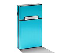 Lotsdonxia Aluminum Cigarette Case with Holder Box Design - Pocket-Sized Container Capable of Holding 20 Slim Cigarettes, Suitable for Both Men and Women（Blue）