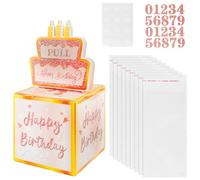 Lotsdonxia Birthday Money Box - Cash Gift Surprise Holder with Pull-Out Feature, DIY Transparent Box for Birthdays, Anniversaries, and Celebrations (Pink)
