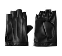 Lotsdonxia Black Triple Thread PU Half Finger Gloves Comfortable and Stylish Driving Trim Gloves Suitable for Motorbike Riding Stage Performance