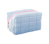 Lotsdonxia Checkered Velvet Cosmetic Bag - Travel Toiletry & Makeup Organizer, Large Capacity Portable Pouch for Women Girls