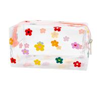 Lotsdonxia Clear Cosmetic Bag - PVC Portable Waterproof Storage Pouch with Cute Floral Designs Travel Makeup Tool Organizer for Women and Girls