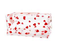 Lotsdonxia Clear Cosmetic Bag - PVC Portable Waterproof Storage Pouch with Heart Designs Travel Makeup Tool Organizer for Women and Girls