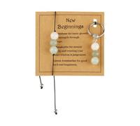 Lotsdonxia Crystal Keyrings, Moonstone Healing Charms Keychain with Inspirational Card, Good Luck Gifts for New Beginnings, Job Promotion, Encouragement for Friends and Colleagues