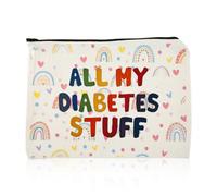 Lotsdonxia Diabetic Travel Bag, All My Diabetes Stuff Organiser Pouch, Compact Toiletry Kit, Rainbow Canvas, Unisex Supply Holder