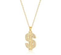 Lotsdonxia Dollar Sign Necklace Pendant with Rhinestones - Hip Hop Punk Chain for Men & Women - Adjustable, Stylish Party Accessory (Gold)