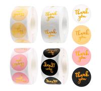 Lotsdonxia Elegant Gold Foil Thank You Stickers (2000 Pcs) - 4 Luxe Colour Rolls for Gift Wrapping, Wedding Favours Small Business Packaging Strong-Adhesive Sealing Labels for Boxes, Bags Crafts