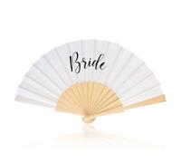 Lotsdonxia Folding Hand Fan, Bride Girls Party Gift, Personalized Print Wooden Material for Celebrations Activities Accessories (White)