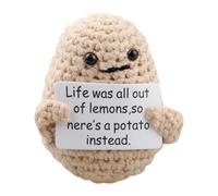 Lotsdonxia Funny Positive Potato Plush - Unique Novelty Gift for Kids & Adult Affirmation Decoration 3-Inch Mini Handcrafted Crochet Potato Doll with Motivational Card (L)