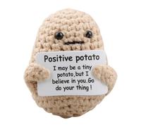 Lotsdonxia Funny Positive Potato Plush - Unique Novelty Gift for Kids & Adult Affirmation Decoration 3-Inch Mini Handcrafted Crochet Potato Doll with Motivational Card (P)