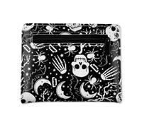 Lotsdonxia Gothic Skull Print Purse - Compact Bifold Wallet for Women with Zipper Closure, Alternative Fashion Small Billfold, Black PU Travel Pocket Wallet