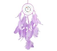 Lotsdonxia Handmade Circle Moon Dream Catcher - Indian Style Dream Catcher with Feathers Bead Wall Hanging Decor for Living Room, Bedroom, and Dormitory (Purple)