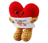 Lotsdonxia Handmade Knitted Dolls Adorable Pocket Charms Funny Leaving Gifts Creative Good Luck Tokens for Colleague Teacher Friend Women Men Back to School Gifts (Heart)