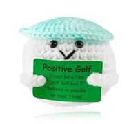 Lotsdonxia Handmade Positive Golf Ball Crochet Doll with Encouragement Card Wool Yarn Decoration, Creative Gift for Golf Lovers