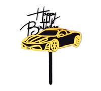 Lotsdonxia Innovative Cake Decoration: Black and Gold Acrylic Motorbike/Sports Car Topper for Boys' and Men's Birthday Cakes（Sports）